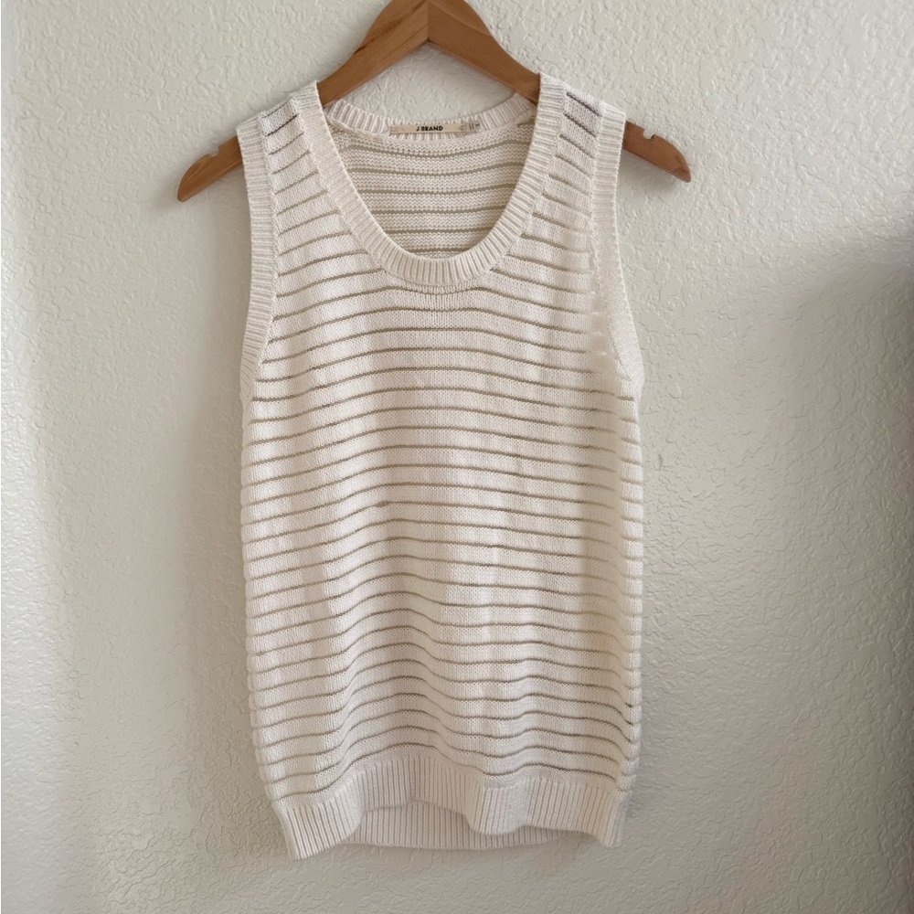 J Brand Open Knit Tank Top White Ivory M - Picture 2 of 5